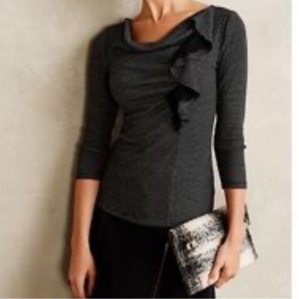 Anthropologie Deletta 'Ophelia' Waffle Lace  Elegant Feminine Retro Top Size L